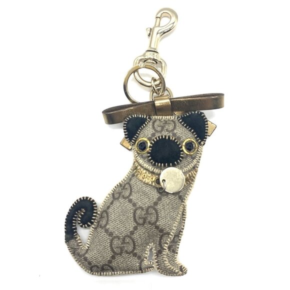 Authentic Gucci GG Plus Guccioli Oliver Dog Pug Keychain Charm - Picture 1 of 16